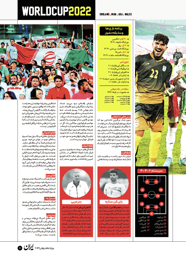 روزنامه ایران ورزشی - ویژه نامه جام جهانی ۲۰۲۲ - ۲۶ آبان ۱۴۰۱ - صفحه ۶۱