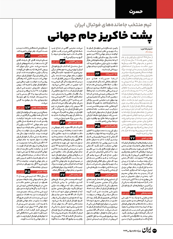 روزنامه ایران ورزشی - ویژه نامه جام جهانی ۲۰۲۲ - ۲۶ آبان ۱۴۰۱ - صفحه ۴۴