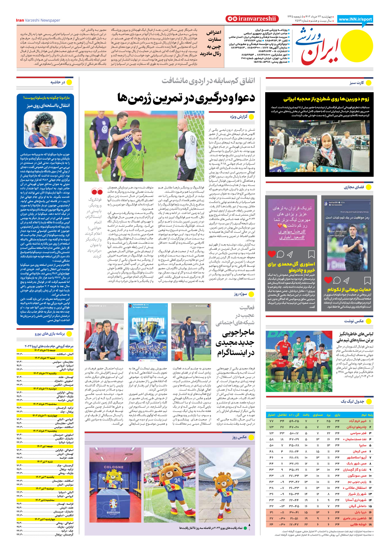 روزنامه ایران ورزشی - شماره هفت هزار و پانصد و هفتاد و نه - ۲۳ خرداد ۱۴۰۳ - صفحه ۸